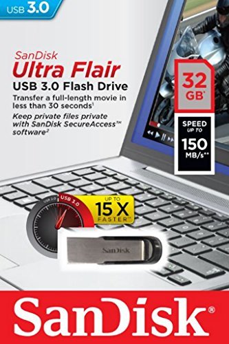 SanDisk Ultra Flair USB 3.0 32GB Flash Drive High Performance up to 150MB/s (SDCZ73-032G-G46)