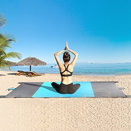 Sand Escape Compact Large Quick Drying Lightweight Durable Parachute Nylon Outdoor Beach Blanket Picnic Blanket Sand Resistant Oversized 7' x 9.5'