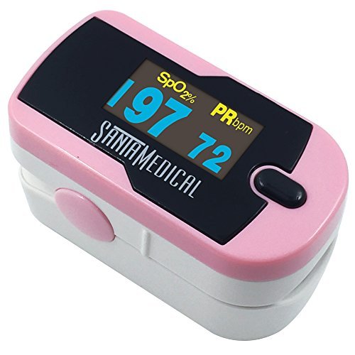 Santamedical Generation 2 OLED Fingertip Pulse Oximeter Oximetry Blood Oxygen Saturation Monitor with batteries and lanyard - Pink 