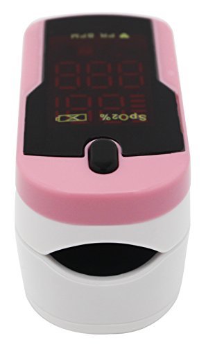 Santamedical Generation 2 OLED Fingertip Pulse Oximeter Oximetry Blood Oxygen Saturation Monitor with batteries and lanyard - Pink 