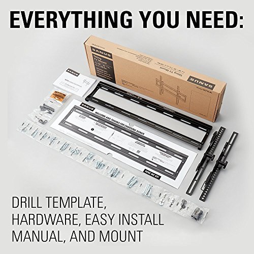 Sanus Low Profile Tilting TV Wall Mount Bracket for 40"-70" TVs - Features Effortless 10º Tilt, Slim 2” Profile, & Post Install Centering - OLT15-B1