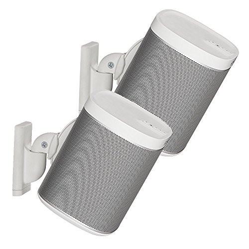 Sanus Wireless Speaker Wall Mounts for Sonos PLAY:1 & PLAY:3 - Tool Free Tilt & Swivel Adjustments For Best Audio - Pair (White) - WSWM2-W1