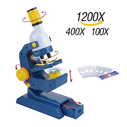 Scientoy Microscope for kids, 100X,400X and 1200X Magnification with Prepared...