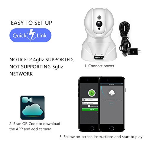 Security Camera, SAFEVANT HD Wireless IP Camera Wifi Surveillance Video Recorder With Two Way Audio Night Vision For Pet Monitor, Nanny Camera, Baby Monitor and Puppy Cam (1080P-White)