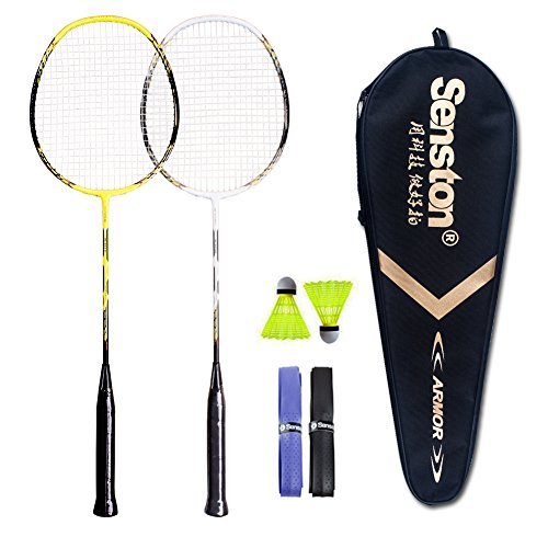 Senston - 2 Player Badminton Racket Set Carbon Shaft Racket Set- Including 1 Badminton Bag