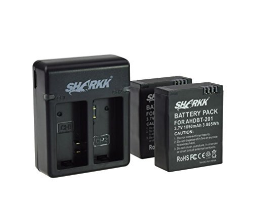 Sharkk 2 Pack Battery for GoPro Hero 3 Two High Capacity Rechargeable Replacement Batteries for Go Pro and a Dual Rapid Charge Charger for GoPro Hero 3 Gopro Hero 3+