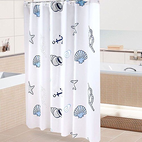 Shower Curtain Liner with 12 Curtain Hooks Clear Shower Curtain Liner Mildew Resistant Waterproof Plastic Shower Curtain Liner Seashell Conch Starfish 72×72 Inch Shower Curtain Liner by Yivion