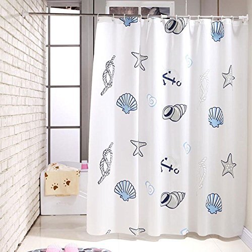 Shower Curtain Liner with 12 Curtain Hooks Clear Shower Curtain Liner Mildew Resistant Waterproof Plastic Shower Curtain Liner Seashell Conch Starfish 72×72 Inch Shower Curtain Liner by Yivion