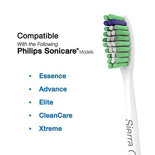 Sierra Clean Premium Standard Size Replacement Toothbrush Heads for Philips Sonicare e-Series HX7022, 2 pack, fits Sonicare Advance, CleanCare, Elite, Essence and Xtreme Philips Brush...