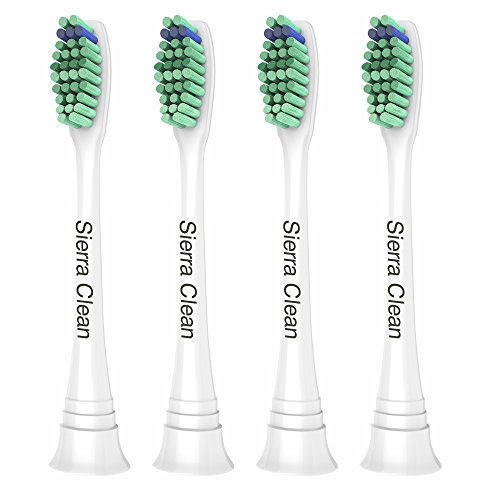 Sierra Clean Standard Replacement Toothbrush Heads for Philips Sonicare, 4 pack, fits Sonicare 2 Series Plaque Control, 3 Series Gum Health, DiamondClean, FlexCare Series, EasyClean and...