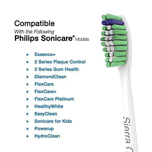 Sierra Clean Standard Replacement Toothbrush Heads for Philips Sonicare, 4 pack, fits Sonicare 2 Series Plaque Control, 3 Series Gum Health, DiamondClean, FlexCare Series, EasyClean and...