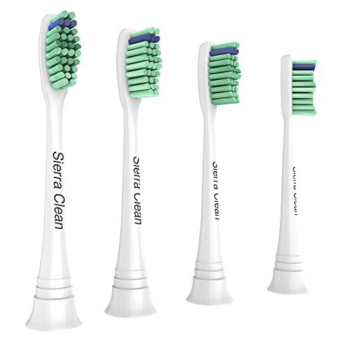 Sierra Clean Standard Replacement Toothbrush Heads for Philips Sonicare, 4 pack, fits Sonicare 2 Series Plaque Control, 3 Series Gum Health, DiamondClean, FlexCare Series, EasyClean and...