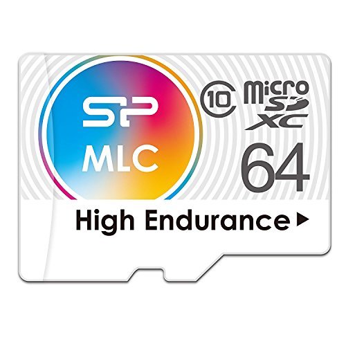 Silicon Power 64GB High Endurance MLC MicroSDXC Memory Card for Dash Cam and Security Camera, with Adapter (SP064GBSTXIU3V10SP)