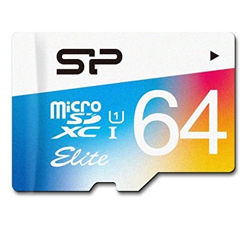 Silicon Power 64GB MicroSDXC UHS-1 Class10, Elite Flash memory Card with Adapter (SP064GBSTXBU1V20AE)