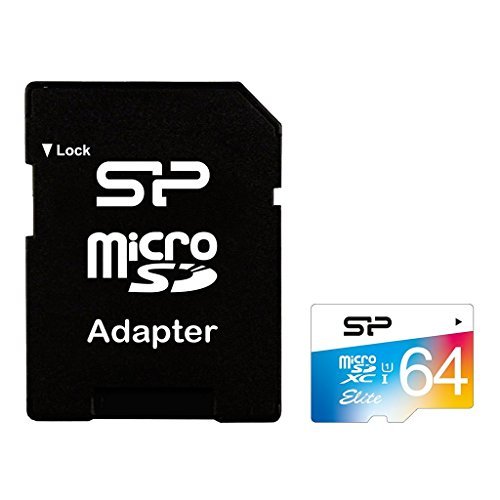 Silicon Power 64GB MicroSDXC UHS-1 Class10, Elite Flash memory Card with Adapter (SP064GBSTXBU1V20AE)