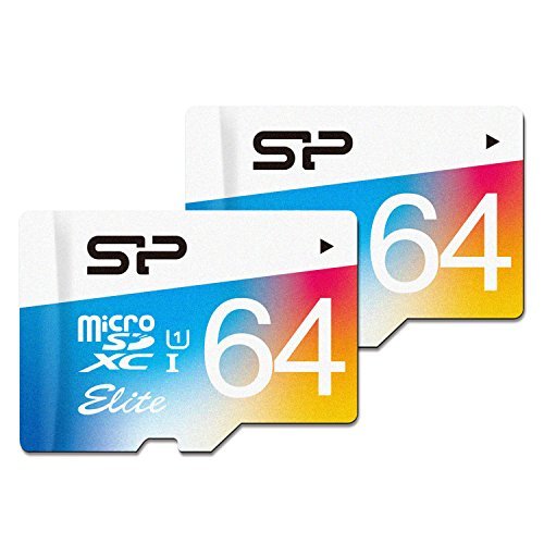 Silicon Power 64GB x 2 PACK MicroSDXC UHS-1 Memory Card, with Adapter (SP064GBSTXBU1V20AM)