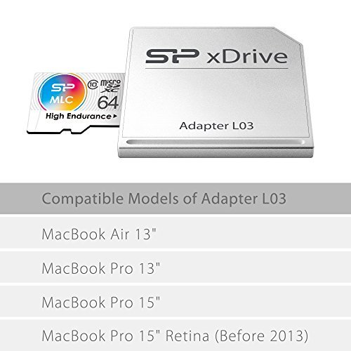 Silicon Power MacBook micro SD Adapter xDrive L03 with 64GB High Endurance micro SD Card