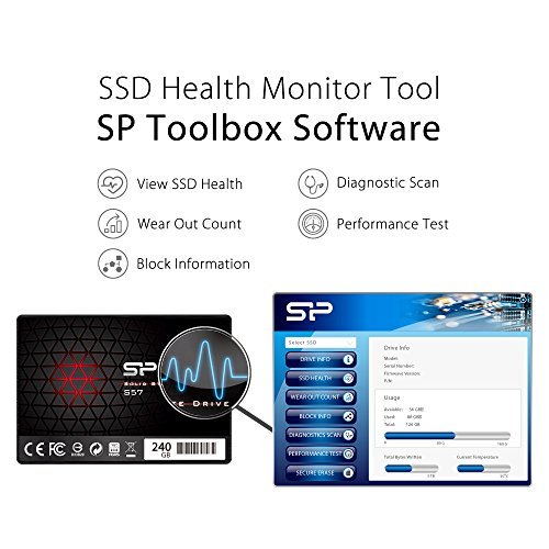 Silicon Power/Marvell Controller 240GB S57 (SLC Cache Boost with Read up to 500 MB/s) SATA III Internal Solid State Drive- Free-download SSD Health Monitor Tool Included