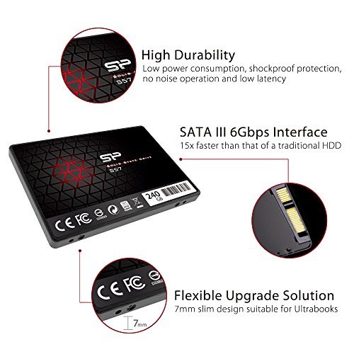 Silicon Power/Marvell Controller 240GB S57 (SLC Cache Boost with Read up to 500 MB/s) SATA III Internal Solid State Drive- Free-download SSD Health Monitor Tool Included