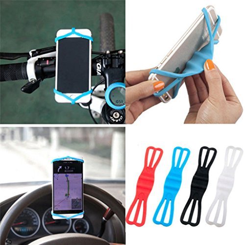 Silicone Security Bands for Cell Phone/Car Mount, Universal Mountain & Road Handlebar Cradle Holder Tether, Bicycle Phones Holder Support - Black