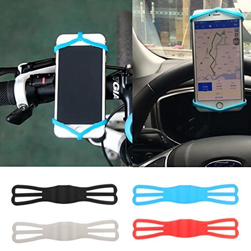 Silicone Security Bands for Cell Phone/Car Mount, Universal Mountain & Road Handlebar Cradle Holder Tether, Bicycle Phones Holder Support - Black