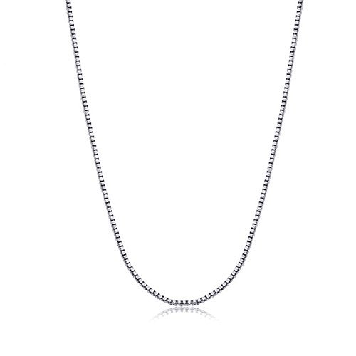 Silver Platinum Plated Box Chain Necklace 925 Italy Silver 0.8mm 1mm 16" to 36" Chains Necklaces