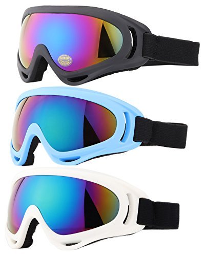 Ski Goggles, Yidomto Pack of 3 Snowboard Goggles for Kids, Boys, Girls, Youth, Mens, Womens, with UV Protection, Windproof, Anti Glare