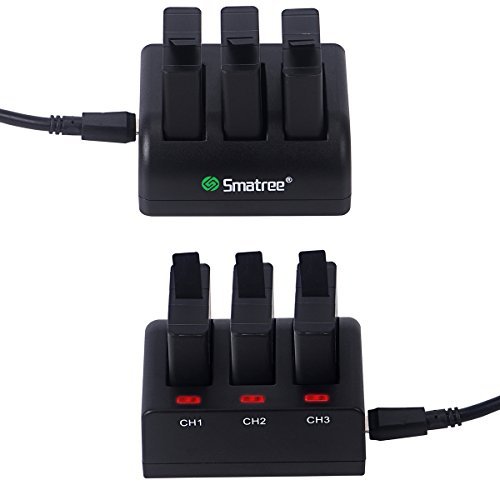 Smatree Battery (2-Pack) With 3-Channel Charger for Gopro HERO 6 / 5 Black (Compatible with Hero5 Firmware v01.50, v01.55, v01.57 and v02.00, v02.51)