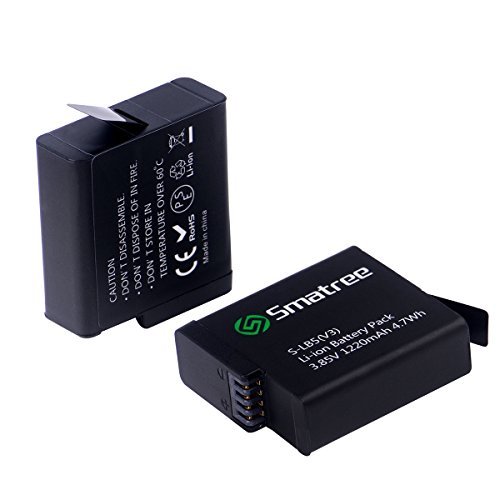 Smatree Battery (2-Pack) With 3-Channel Charger for Gopro HERO 6 / 5 Black (Compatible with Hero5 Firmware v01.50, v01.55, v01.57 and v02.00, v02.51)