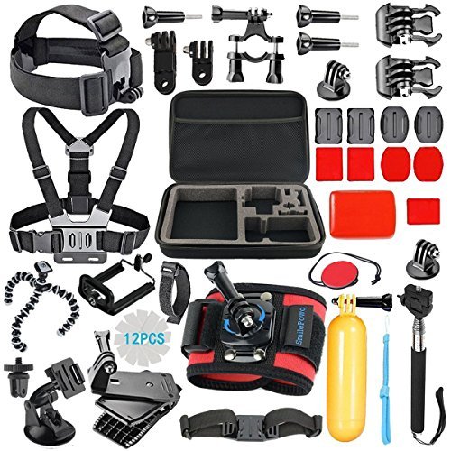 SmilePowo 42-in-1 Accessory Kit for GoPro Hero5 Black, Hero5 Session, HERO6 Black,GoPro Fusion,Hero 4 Silver Black, Hero Session, Accessory Bundle Set for GoPro Hero3+ 3 2 1, SJ Cam Xiaomi