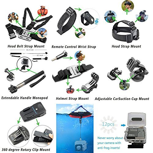 SmilePowo Camera Accessory for GoPro Hero5 Black, Hero5,Session,HERO6 Black,4,3,3+,2,1,AKASO,SJCAM,Sports Action Cameras, Camera Bundles (48 Items)