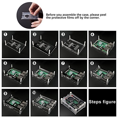 Smraza Case for Raspberry Pi 3 with Fan Cooling and Heatsinks, 5V/2.5A Power Supply, Micro USB with On/Off Switch Case for Pi 3B 2 Model B (Not include Raspberry pi board)