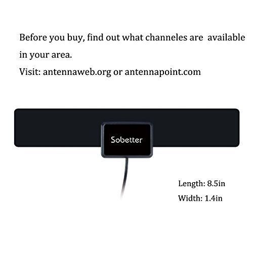 Sobetter TV Indoor 50 Mile Range Amplifier Digital HDTV Reception Antenna with 10-Feet Coax Cable