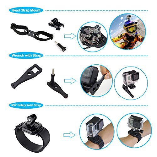 Soft Digits 50 in 1 Action Camera Accessories Kit for GoPro Hero 5 4 3+ 3 2 1 with Carrying Case/Chest Strap/Octopus Tripod