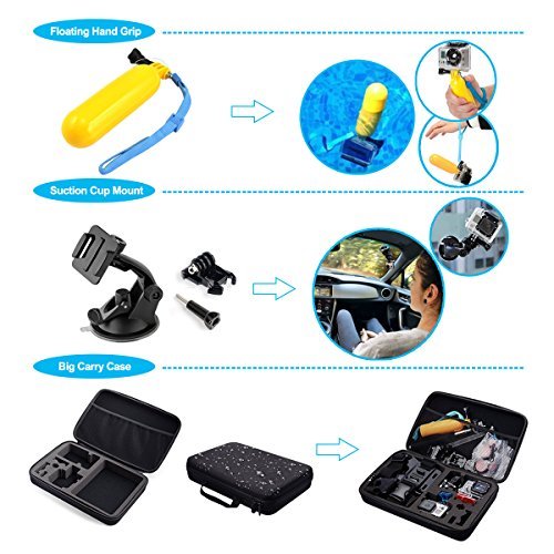 Soft Digits 50 in 1 Action Camera Accessories Kit for GoPro Hero 5 4 3+ 3 2 1 with Carrying Case/Chest Strap/Octopus Tripod