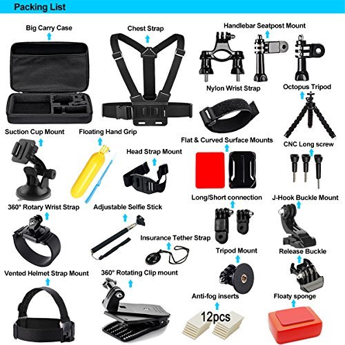 Soft Digits Accessories Kit for GoPro Hero 6 5 4 3+ Session Accessory Bundle Set for Action Camera SJ4000 SJ5000 SJ6000 Xiaomi Yi-Flotation Handle+Head Strap+Chest Strap