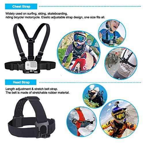 Soft Digits Accessories Kit for GoPro Hero 6 5 4 3+ Session Accessory Bundle Set for Action Camera SJ4000 SJ5000 SJ6000 Xiaomi Yi-Flotation Handle+Head Strap+Chest Strap