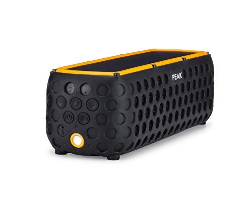 Solar Bluetooth Speaker - SOLARSOUND by Peak Wireless Audio, Waterproof, 30 HOUR BATTERY for biking camping backpacking and other outdoor activities, Universal ANDROID IPHONE IOS Compatibility