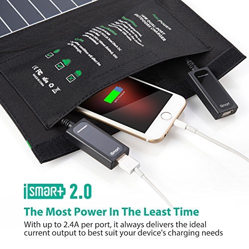 Solar Charger RAVPower 16W Solar Panel with Dual USB Port Waterproof Foldable for Smartphones Tablets and Camping Travel