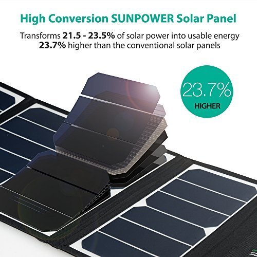 Solar Charger RAVPower 24W Solar Panel with Triple USB Ports Waterproof Foldable for Smartphones Tablets and Camping Travel