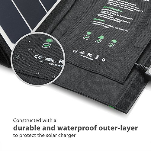 Solar Charger RAVPower 24W Solar Panel with Triple USB Ports Waterproof Foldable for Smartphones Tablets and Camping Travel