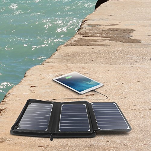 Solar Charger X-DNENG 15W High Efficiency Solar Panels & Dual USB Ports Portable Solar Phone Charger for Camping Hiking Cellphone iPhone iPad Gopro Camera GPS and More