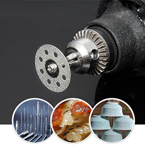 Soledi 10 Pieces Cutting Discs 22mm Sharp Vented Rotary Diamond Mandrel Dremel Tools