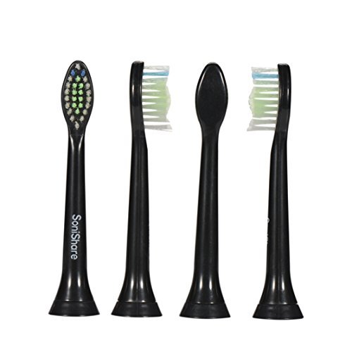 SoniShare Diamond Clean Replacement Heads for Philips Sonicare Toothbrushes, 4 Pack 