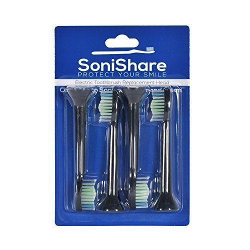 SoniShare Diamond Clean Replacement Heads for Philips Sonicare Toothbrushes, 4 Pack 