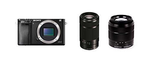 Sony Alpha a6000 Digital Camera Wi-Fi w/ 18-55mm 55-210mm Zoom Lens Bundle (Certified Refurbished)