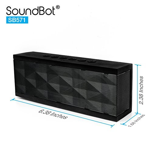 SoundBot® SB571 Bluetooth Wireless Speaker for 12 hrs Music Streaming & Hands-Free Calling w/ 6W + 6W 40mm Driver Speakerphone, Built-in Mic, 3.5mm Audio Port, Rechargeable Battery for Indoor & Outdoor Use