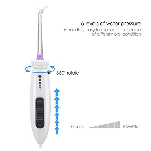 Spaire Water Flosser With Rotating Tip Electric Oral Irrigator With 8 Replacement Nozzles for Teeth Cleaning 