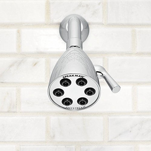 Speakman S-2252 Signature Icon Anystream High Pressure Adjustable 2.5 GPM Solid Brass Shower Head, Polished Chrome