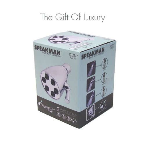 Speakman S-2252 Signature Icon Anystream High Pressure Adjustable 2.5 GPM Solid Brass Shower Head, Polished Chrome